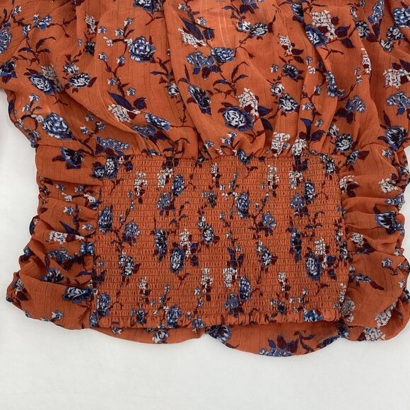 Free People Final Rose Chiffon Long Sleeve Blouse Crop Rust Size M - Picture 13 of 13